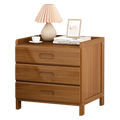 Bamboo and MDF Bedside Table – Dark Wood, Three Drawers