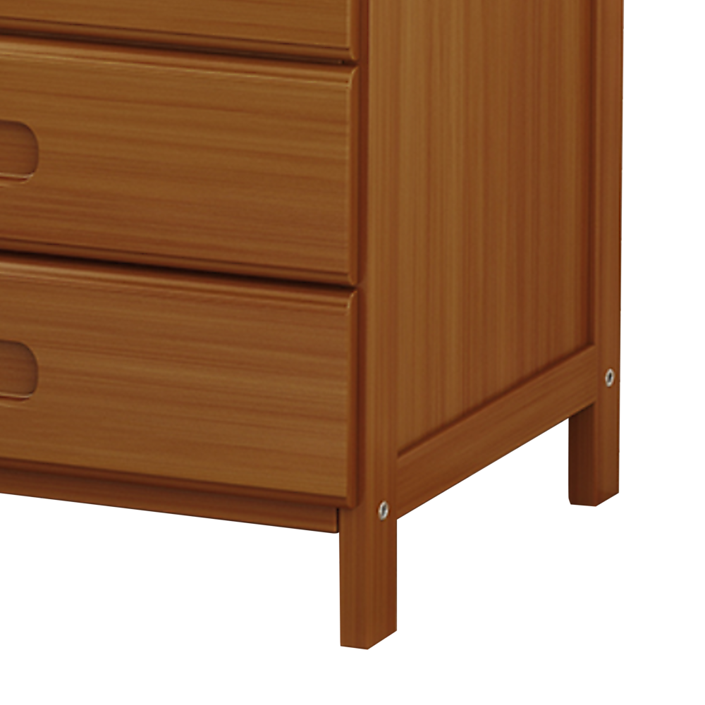 Bamboo and MDF Bedside Table – Dark Wood, Three Drawers
