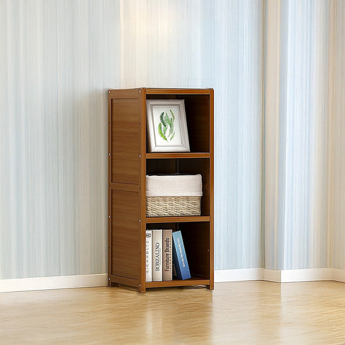 Adjustable Three-Shelf Bamboo Bookcase
