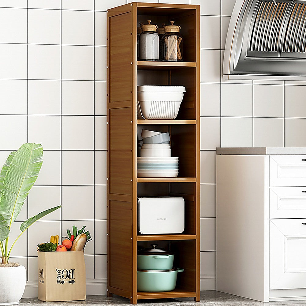Bamboo 5-Shelf Bookcase – Tall Display Storage Rack Stand for Living Room, Bedroom, Office or Home Organisation
