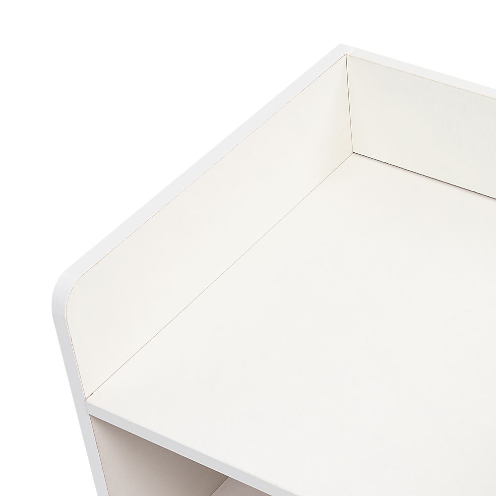 Bedside Table with Drawer and 2 Shelves – White