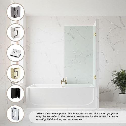 900 × 1450mm Frameless Swing Bath Screen – Chrome
