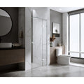 90cm Wall-to-Wall Frameless Shower Screen – Gold F-Brackets and Floor F-Bracket with SS Hinges & Square Double Pull Handle