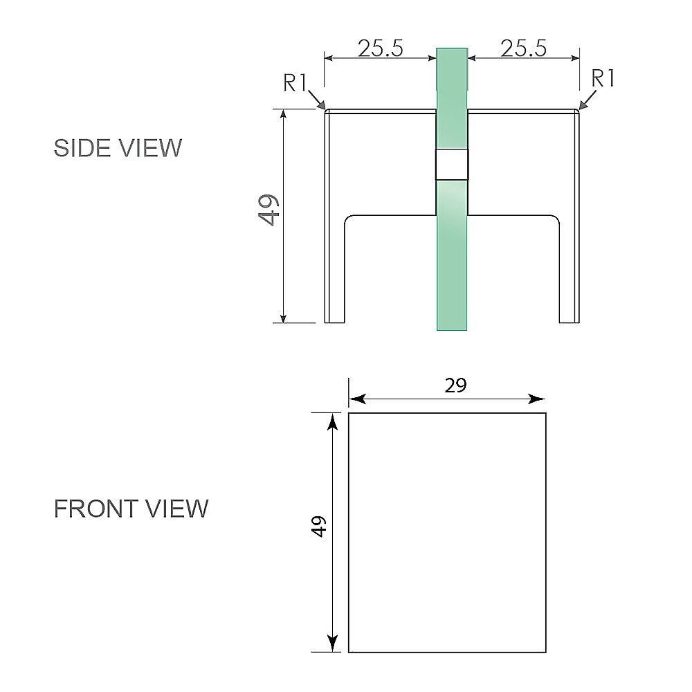 100cm Wall-to-Wall Frameless Shower Screen – Gold F-Brackets and Floor F-Bracket with SS Hinges & Square Double Pull Handle