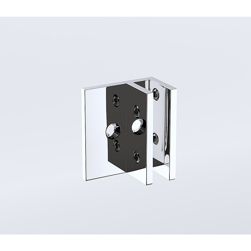 110cm Frameless Wall-to-Wall Shower Screen with Chrome F-Brackets and Floor F-Bracket, Brass Hinges & Round Knob Handle