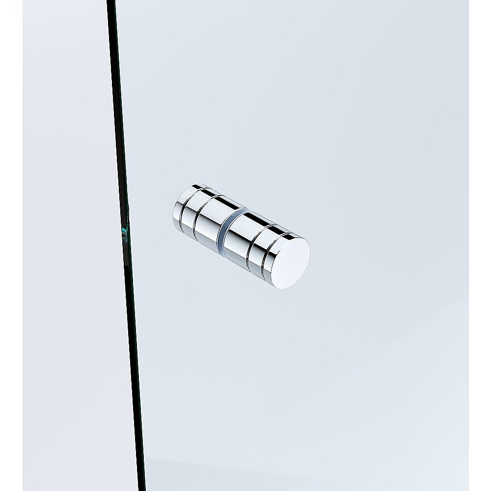 110cm Frameless Wall-to-Wall Shower Screen with Chrome F-Brackets and Floor F-Bracket, Brass Hinges & Round Knob Handle