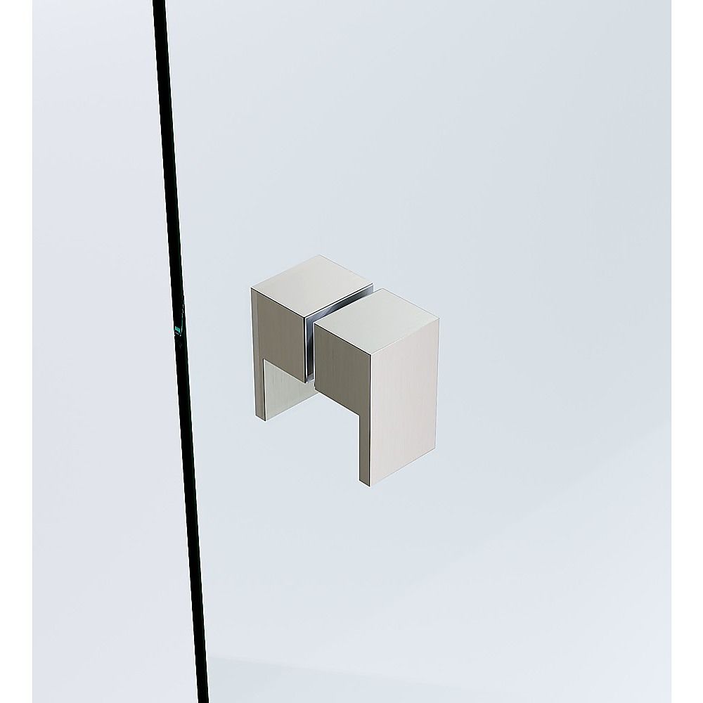 100cm Frameless Wall-to-Wall Shower Screen with Nickel F-Brackets , Brass Hinges & Square Double Pull Handle