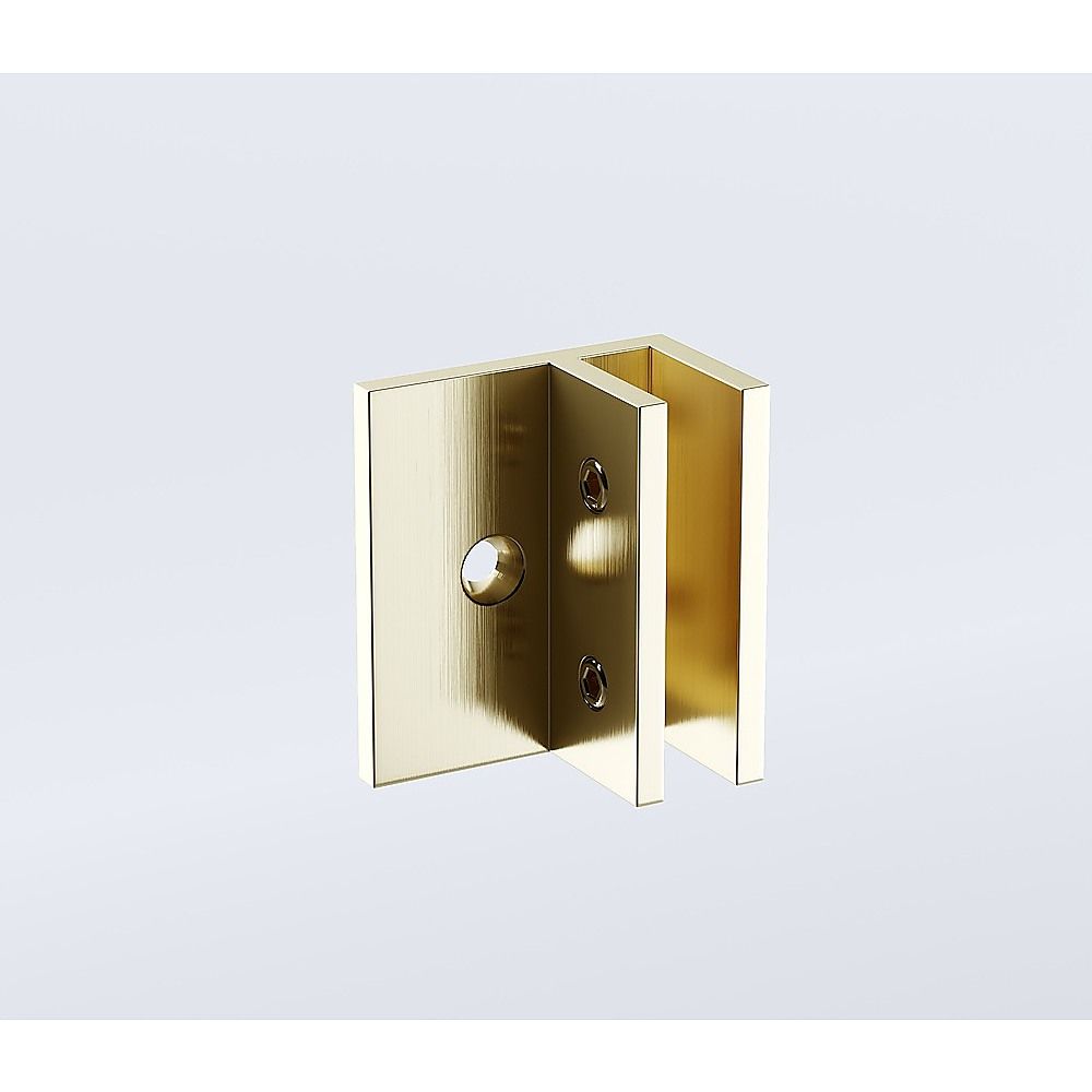120x100cm Corner Frameless Shower Screen with Gold F-Brackets and SS Hinges, Round Knob Handle