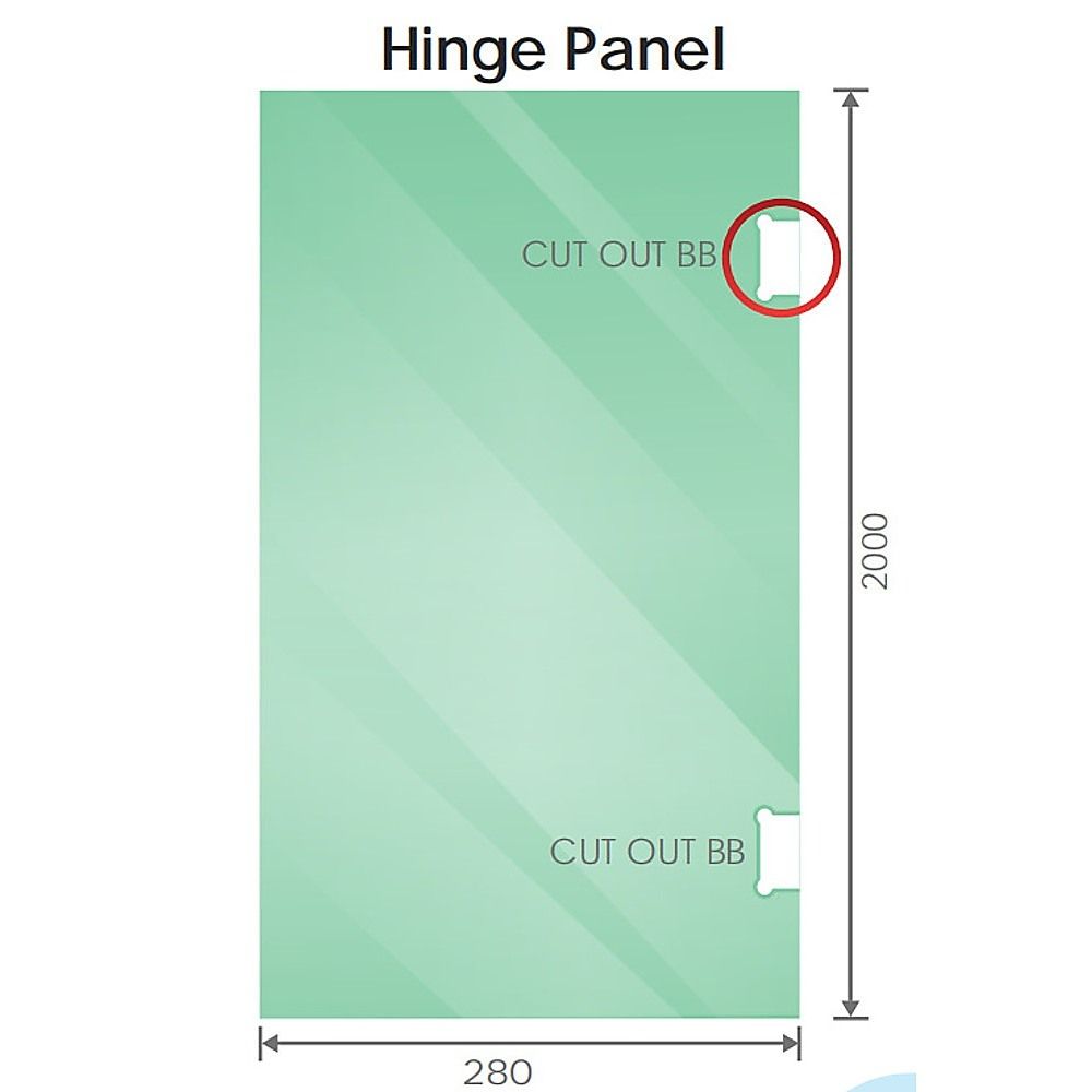 90x70cm Corner Frameless Shower Screen with Gold F-Brackets and SS Hinges, Square Double Pull Handle