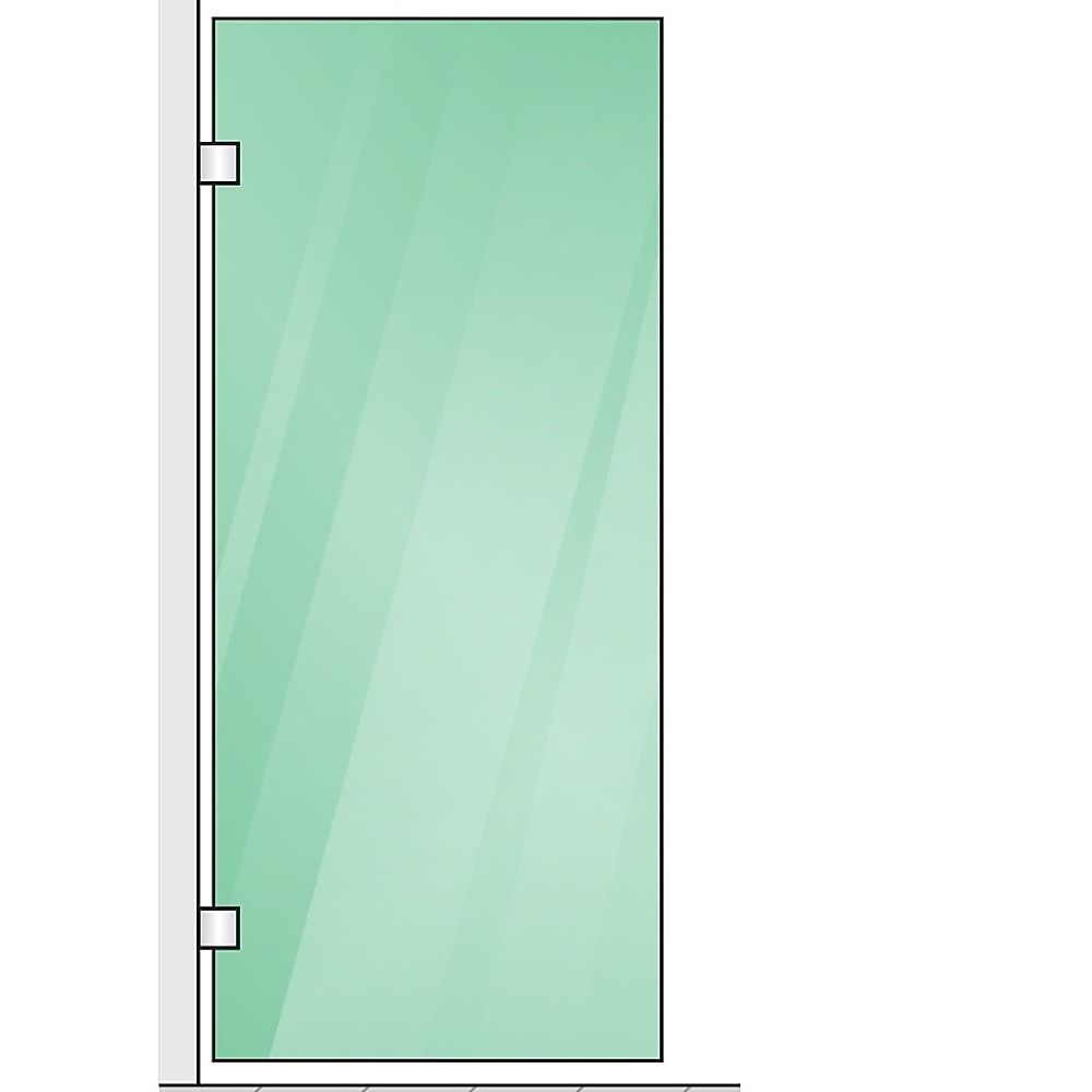100x100cm Corner Frameless Shower Screen with Nickel F-Brackets and Brass Hinges, Round Knob Handle