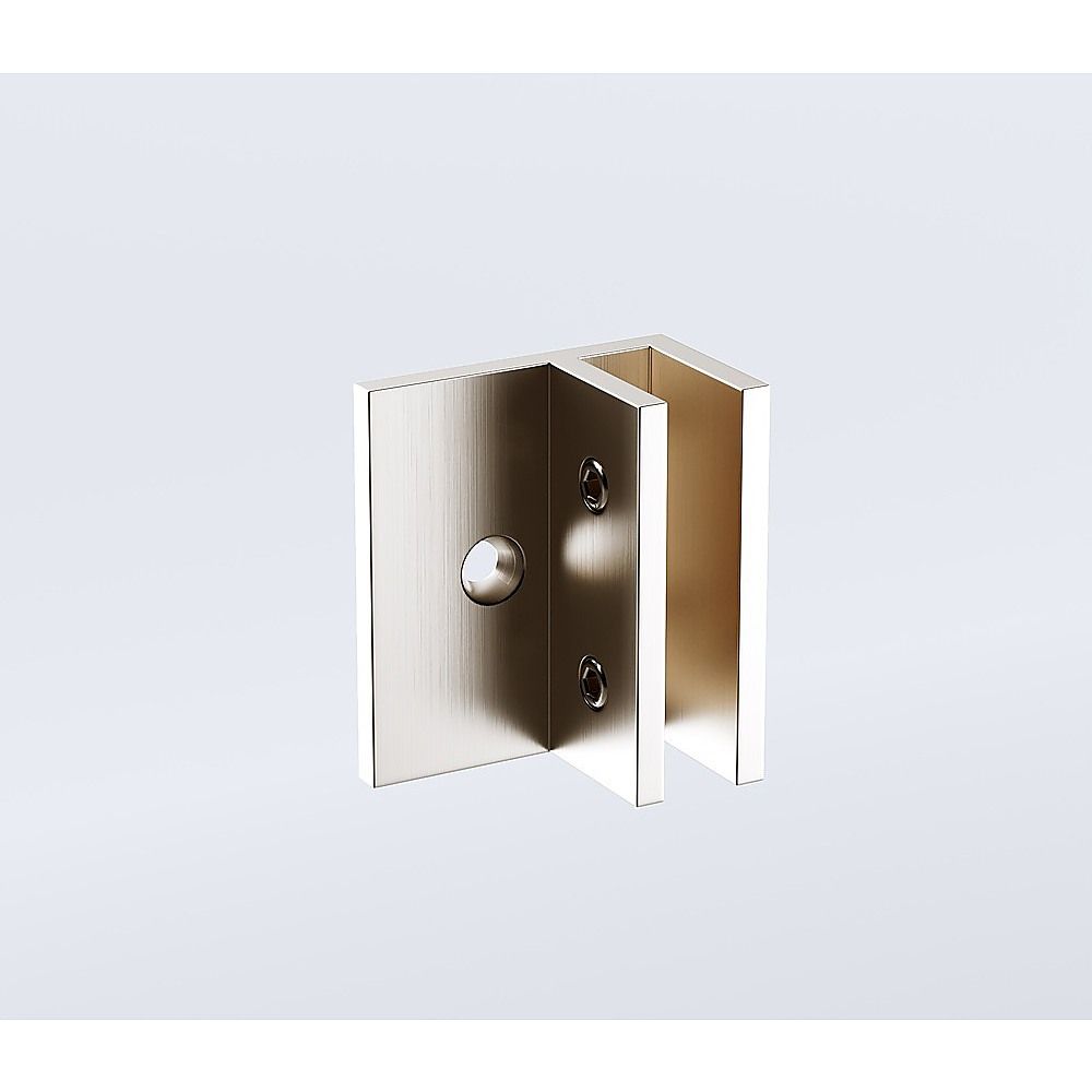 100x100cm Corner Frameless Shower Screen with Nickel F-Brackets and Brass Hinges, Round Knob Handle