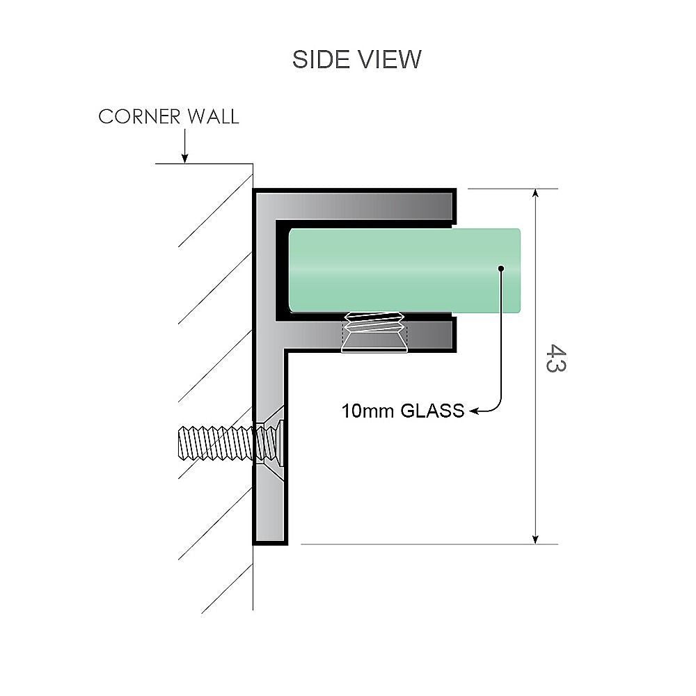 120x80cm Corner Frameless Shower Screen with Gold F-Brackets and Brass Hinges, Round Knob Handle