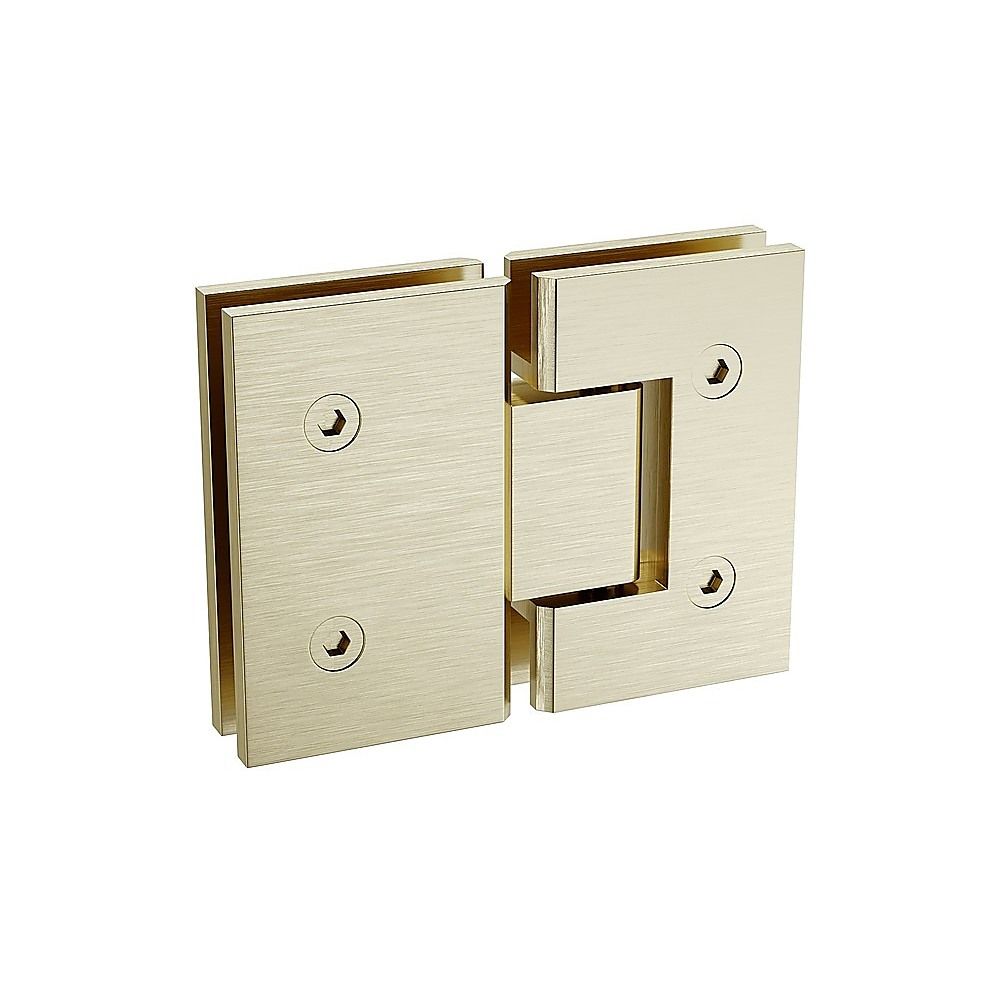 120x100cm Corner Frameless Shower Screen with Gold F-Brackets and Brass Hinges, Round Knob Handle