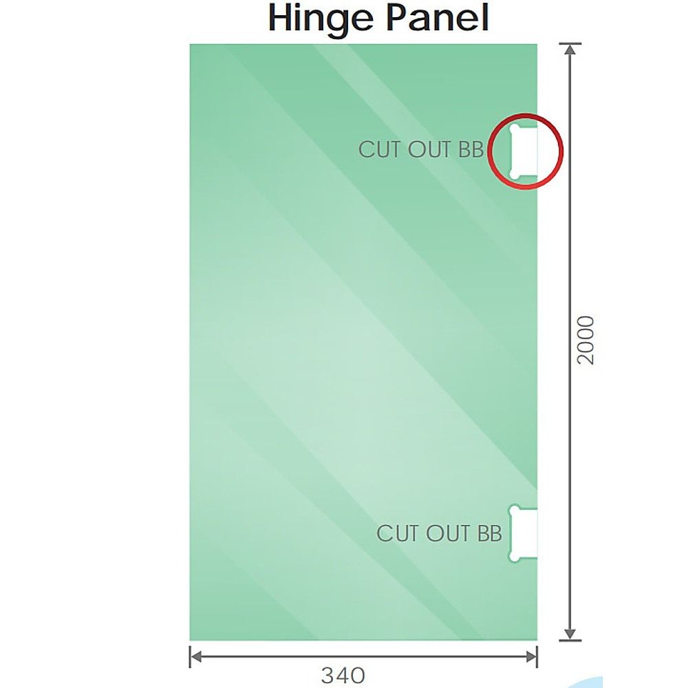 100x80cm Corner Frameless Shower Screen with Nickel F-Brackets and Brass Hinges, Square Double Pull Handle