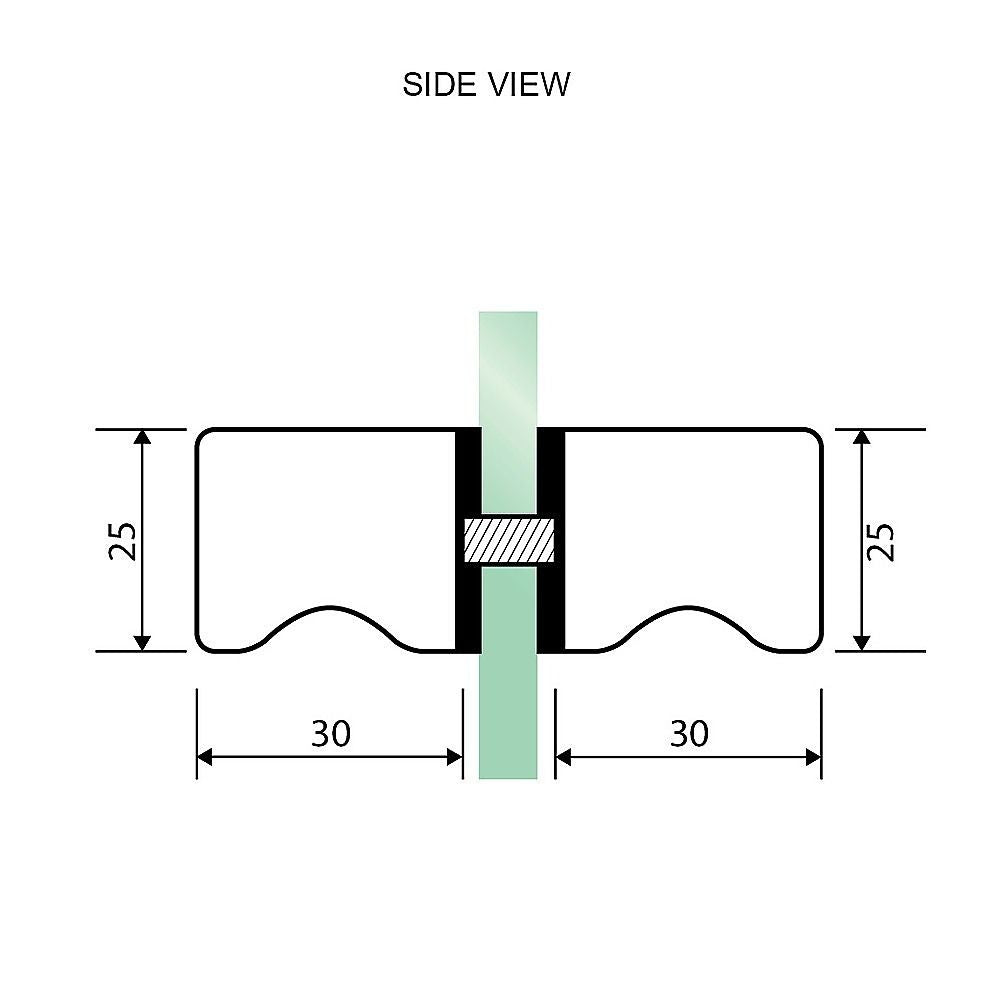 90cm Frameless Diamond Shower Screen – Nickel U-Brackets with SS Hinges & Square Knob Handle