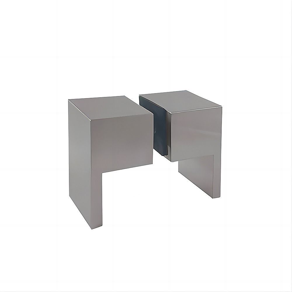 90cm Frameless Diamond Shower Screen – Nickel U-Brackets with SS Hinges & Square Double Pull Handle
