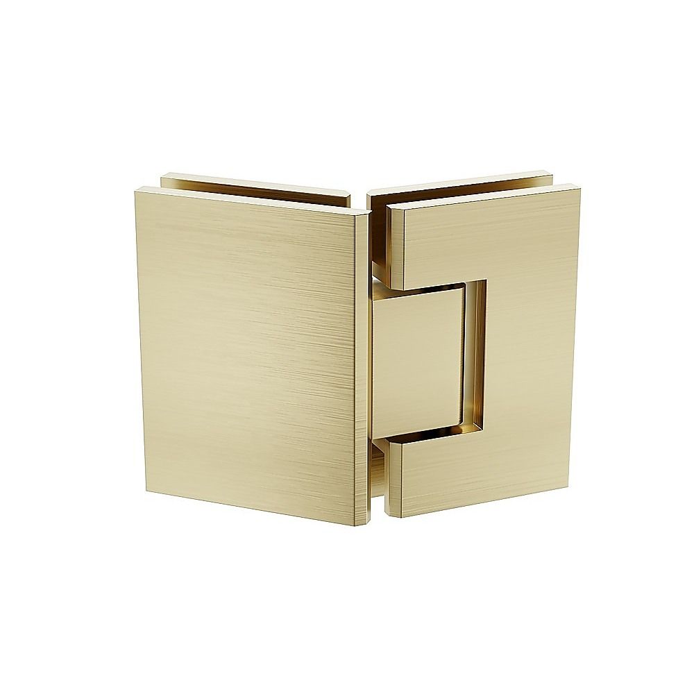 90cm Frameless Diamond Shower Screen – Gold U-Brackets, Brass Hinges & Square Knob Handle