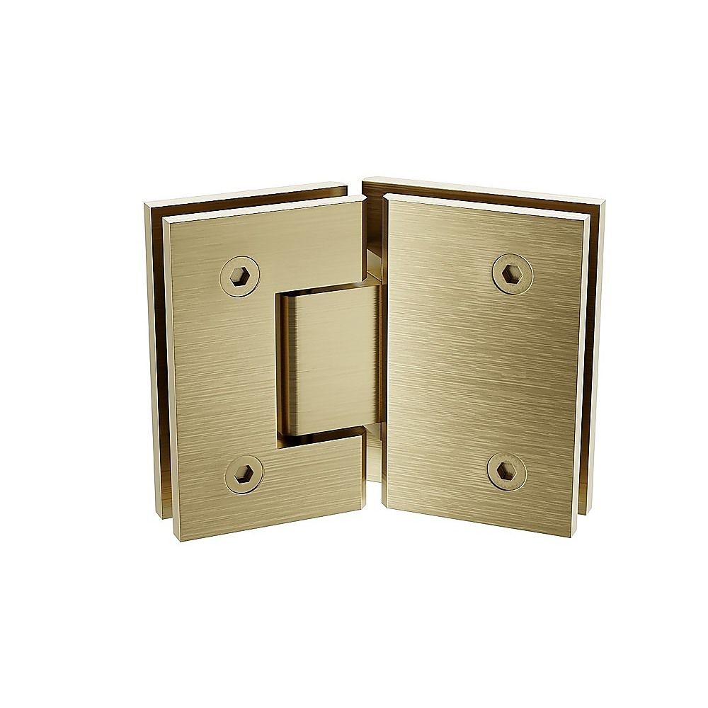90cm Frameless Diamond Shower Screen – Gold U-Brackets, Brass Hinges & Square Knob Handle