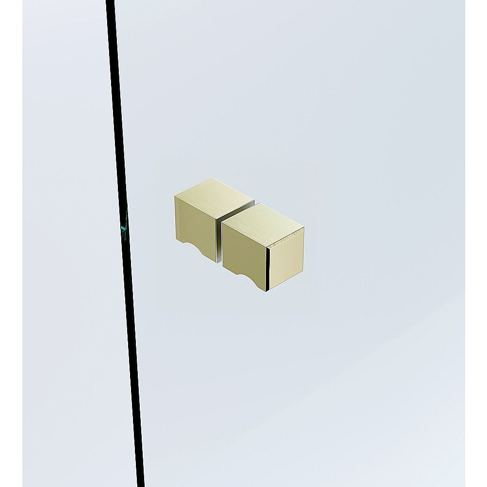 90cm Frameless Diamond Shower Screen – Gold F-Brackets, Brass Hinges & Square Knob Handle