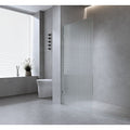 90cm Reeded Glass Shower Screen with Gold F-Brackets and Floor F-Bracket