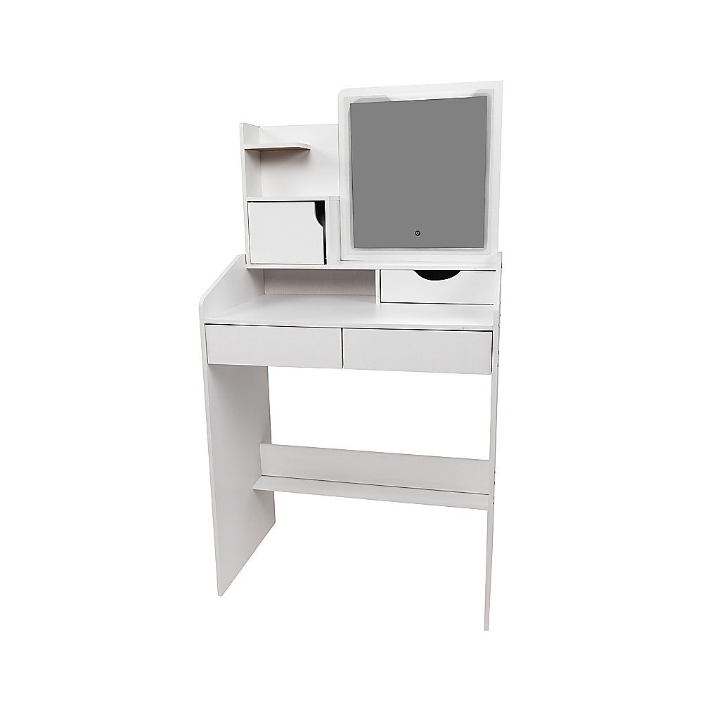 Compact LED Makeup Vanity Desk with Mirror – White