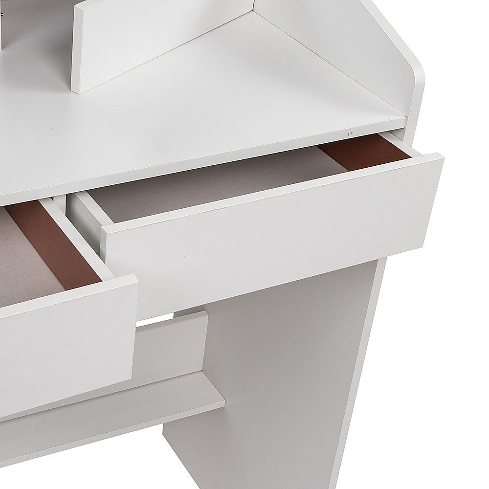 Compact LED Makeup Vanity Desk with Mirror – White