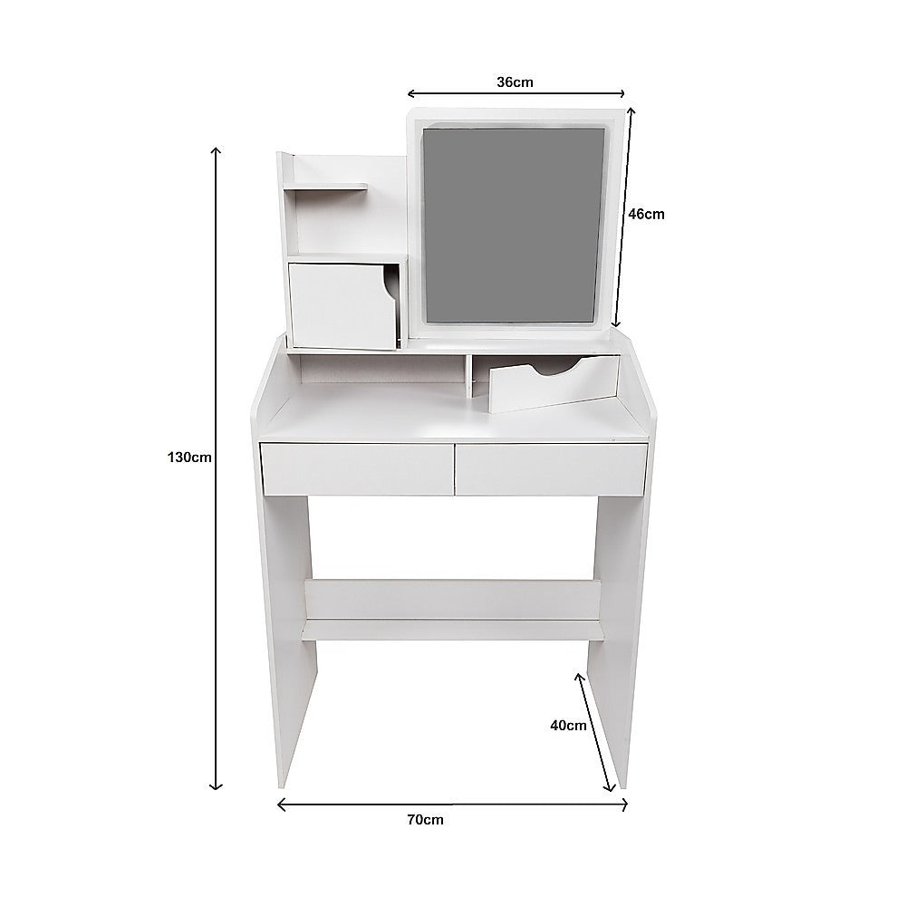 Compact LED Makeup Vanity Desk with Mirror – White