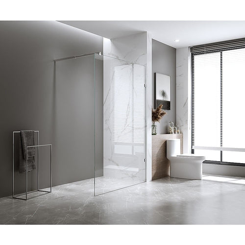 70 × 200cm Fixed Glass Shower Panel – Gold Wall & Floor Brackets