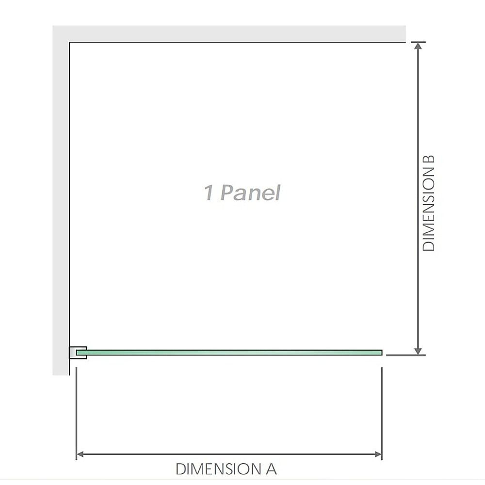 100x200cm Single Shower Glass Screen with Gold Wall & Floor F Brackets
