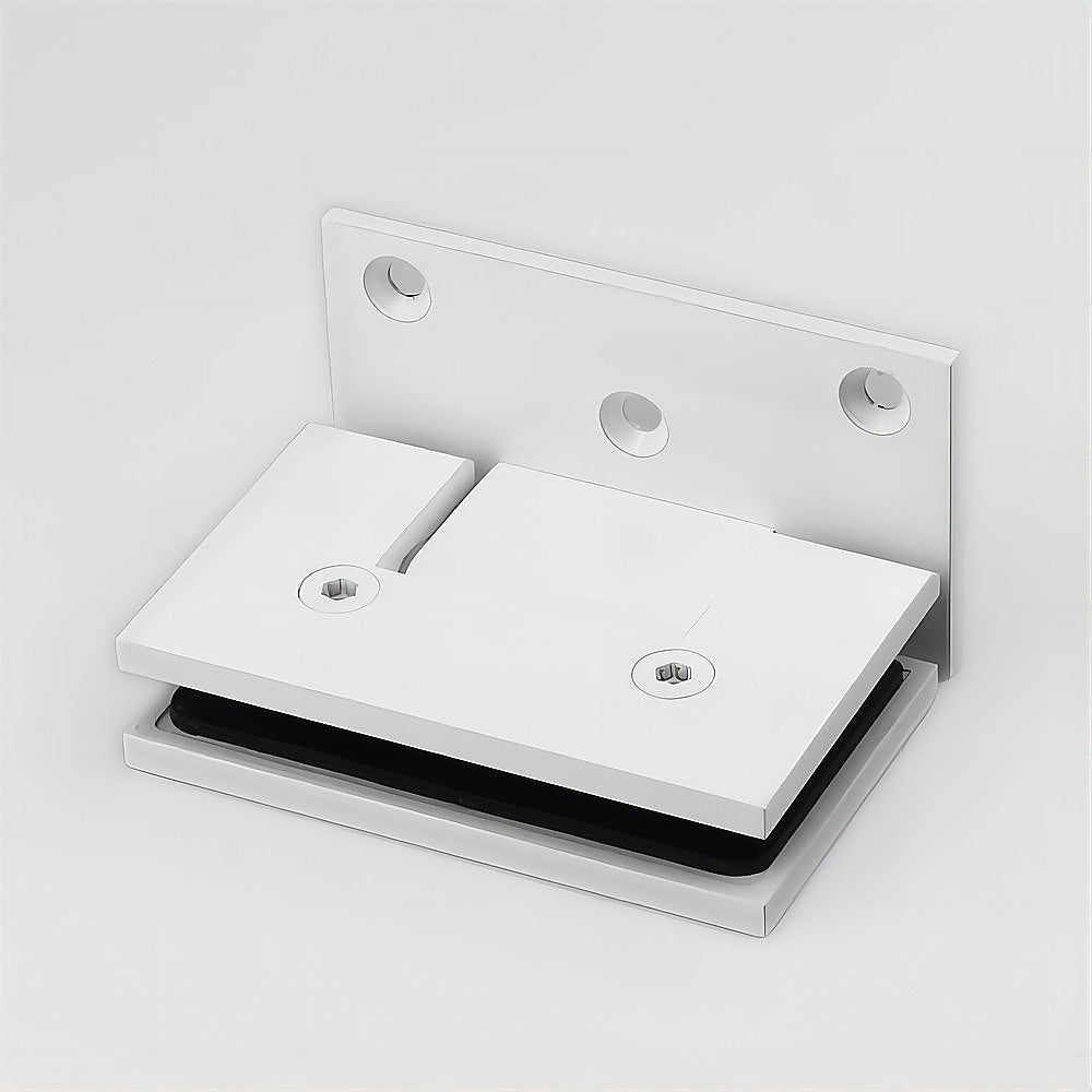 90 Degree Brass Glass Shower Door L-Hinge in White