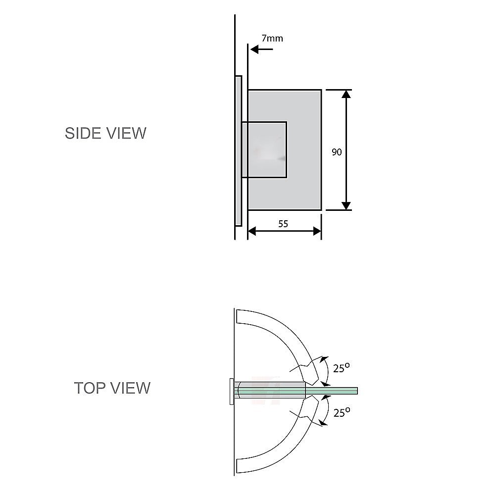 90 Degree Stainless steel Glass Shower Door L-Hinge in White