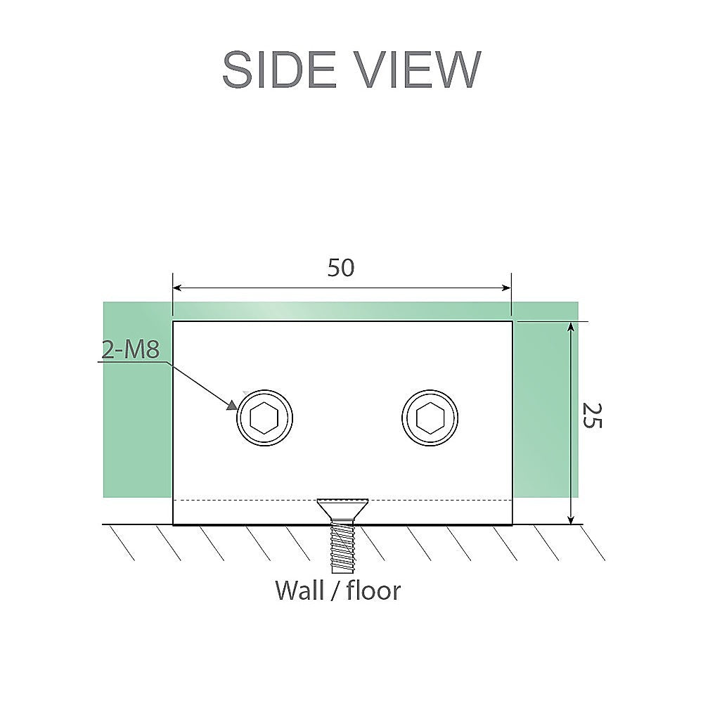 Glass-to-wall/floor Shower Screen U-Brackets in Gunmetal