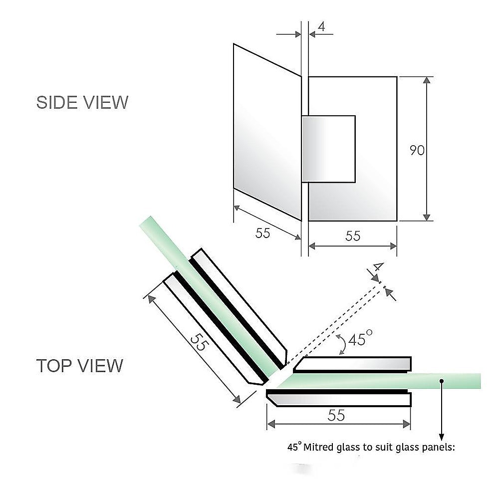 135 Degree Glass to Glass Brass Square Shower Hinge in Gold