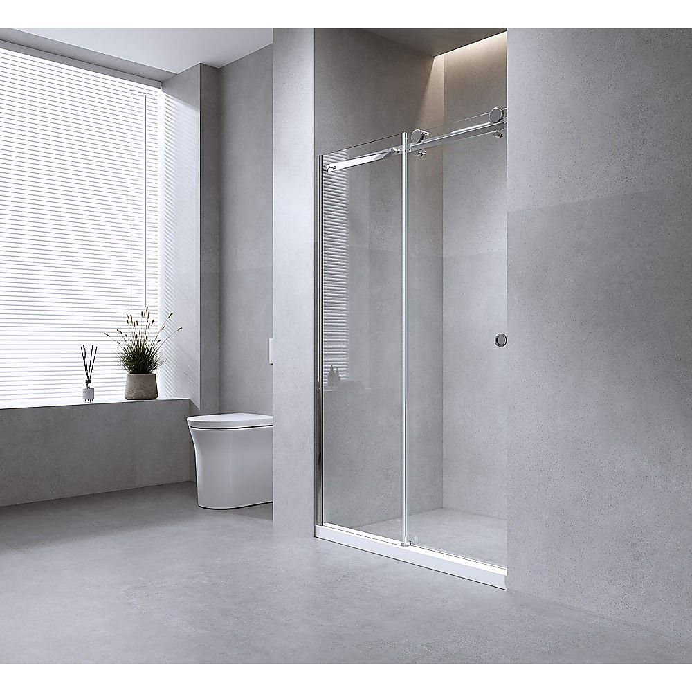 Frameless Glass Sliding Shower Door Hardware Rail Set Gunmetal