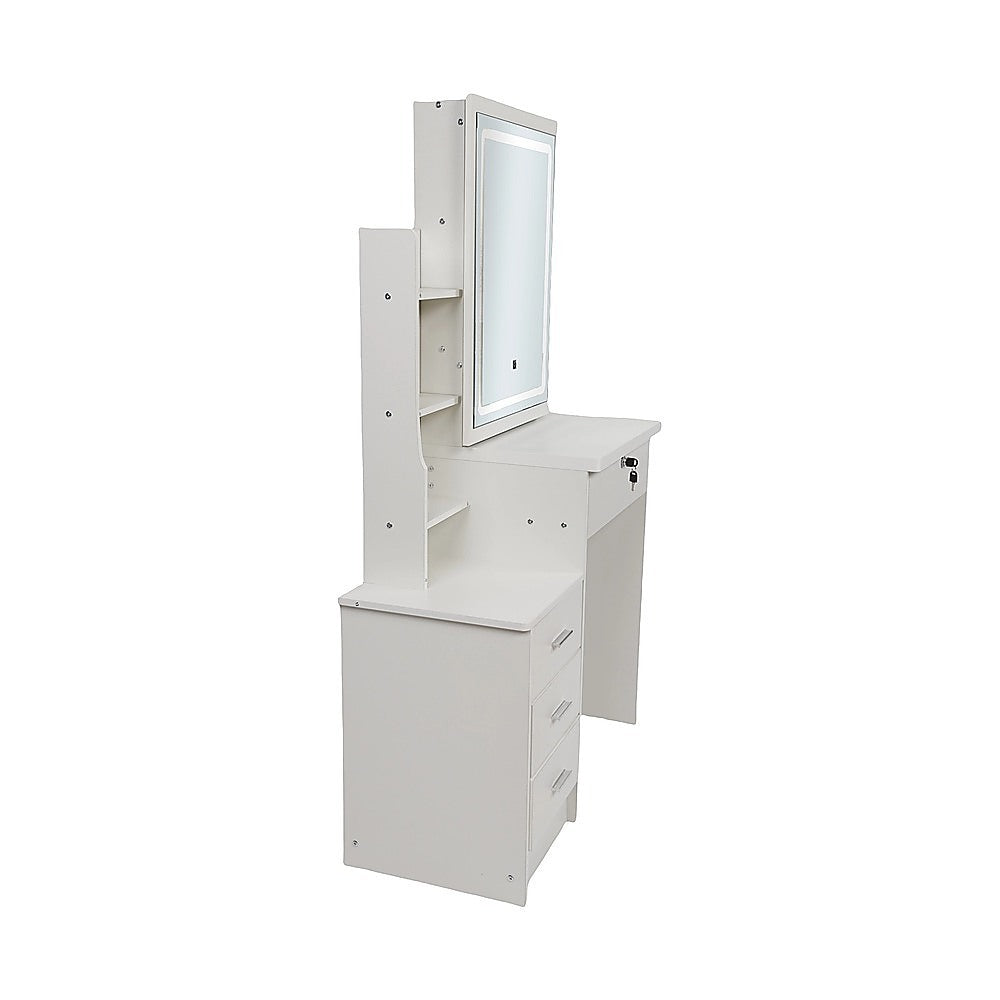 LED Dressing Table, Mirror & Stool Set – White