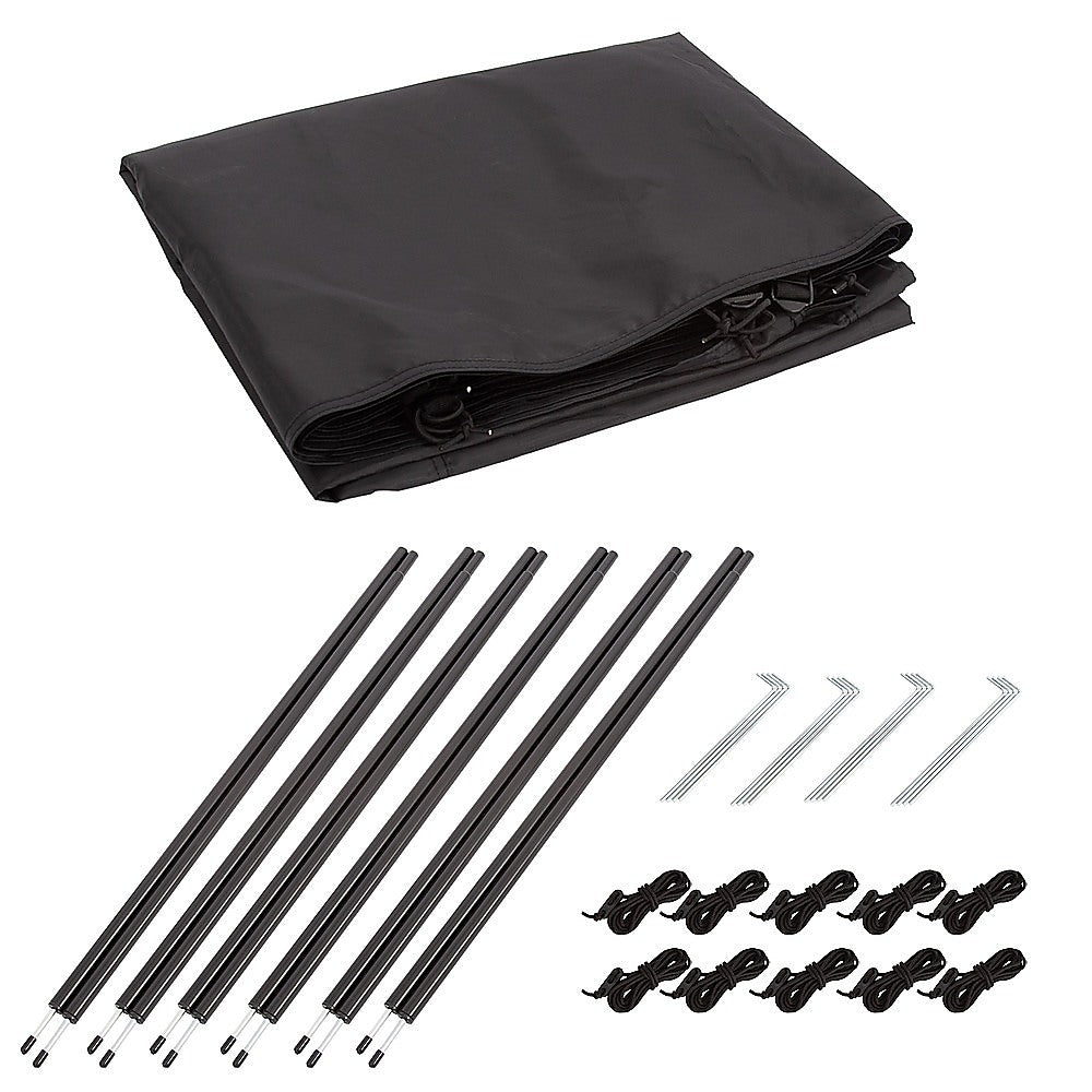 Camping Windbreak with Clear Windows & Carry Bag 725x140cm Black Outdoor Privacy Shelter