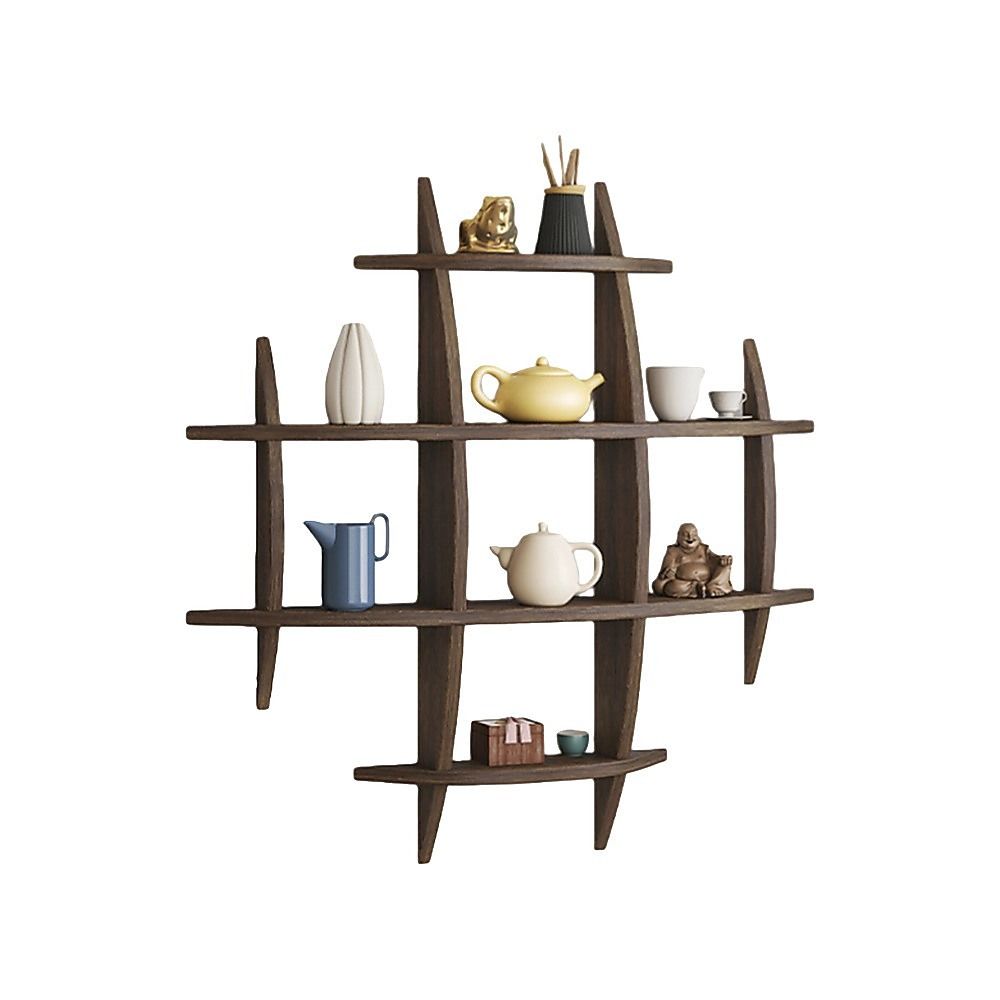 90x90cm Solid Wood Wall Mounted Display Shelf Antique Style Decor