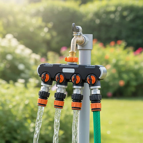 4 Way Hose Splitter Tap Garden Water Irrigation Distributor Valve