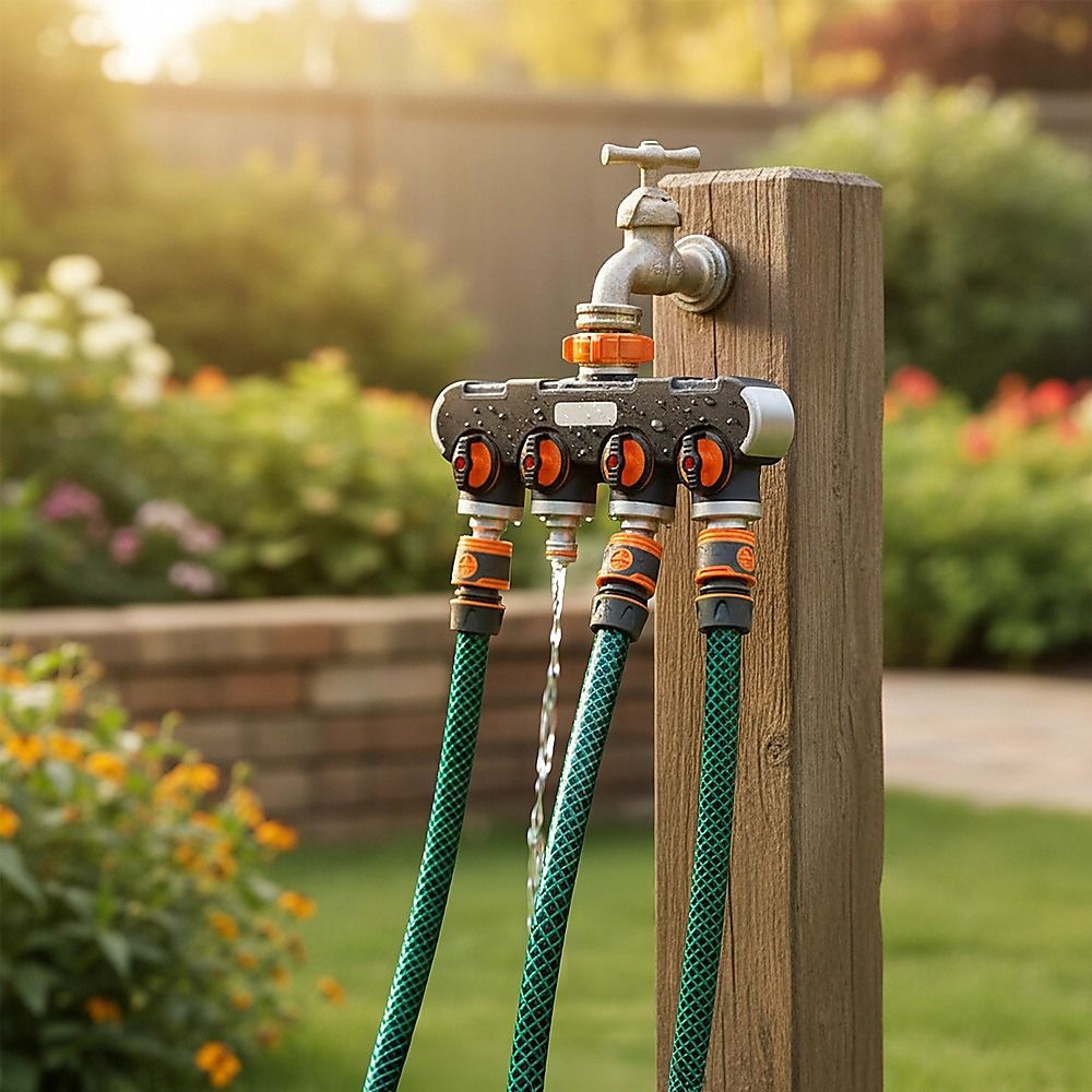 4 Way Hose Splitter Tap Garden Water Irrigation Distributor Valve