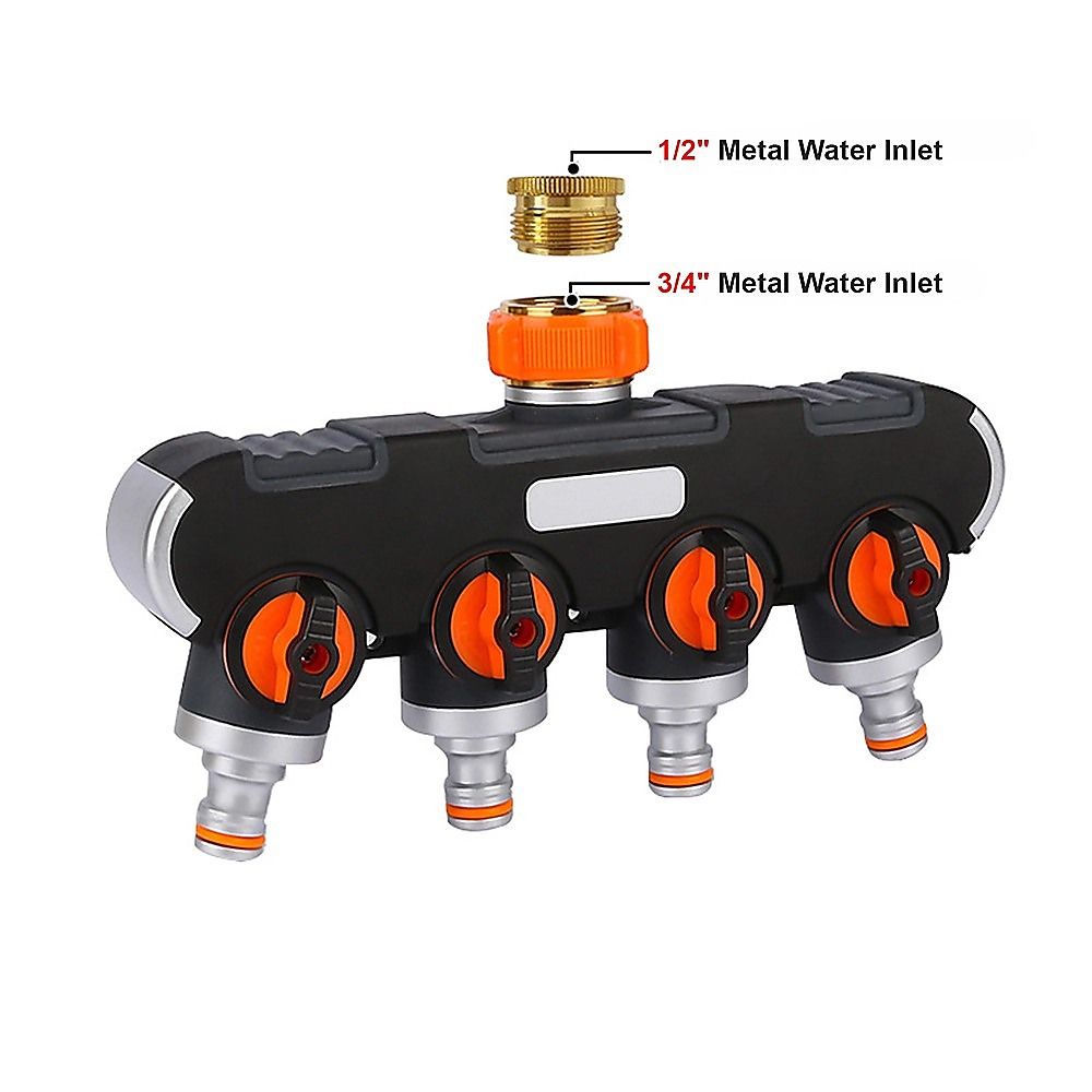 4 Way Hose Splitter Tap Garden Water Irrigation Distributor Valve