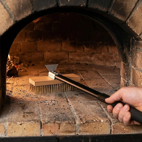 80cm Pizza Oven Brush with Steel Scraper