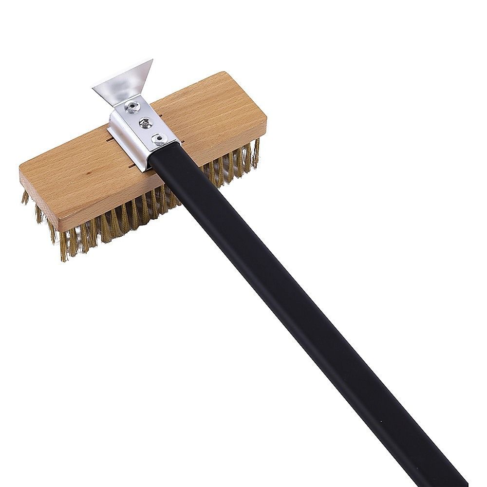 80cm Heavy Duty Pizza Oven Brush with Steel Scraper
