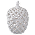 Lattice Decorative Lidded Jar Tall Flower Motive 29cm