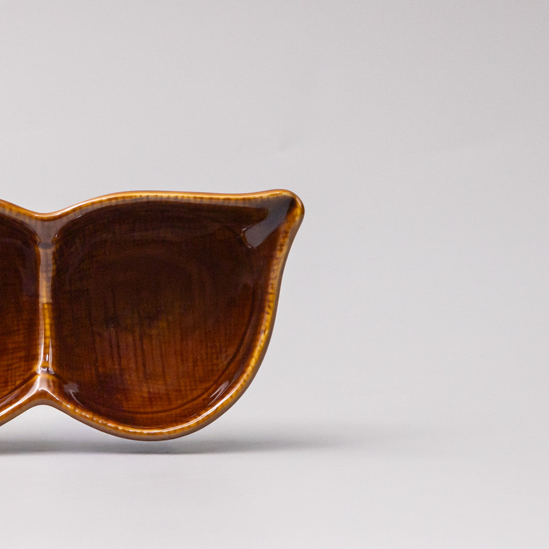 Chestnut Edamame Triple-Pod Serving Dish – 20cm