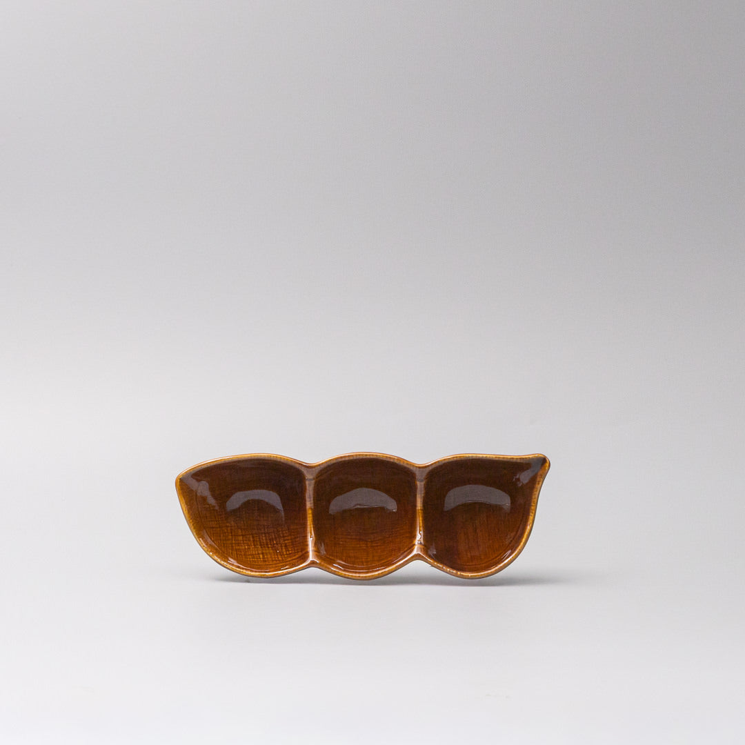 Chestnut Edamame Triple-Pod Serving Dish – 20cm