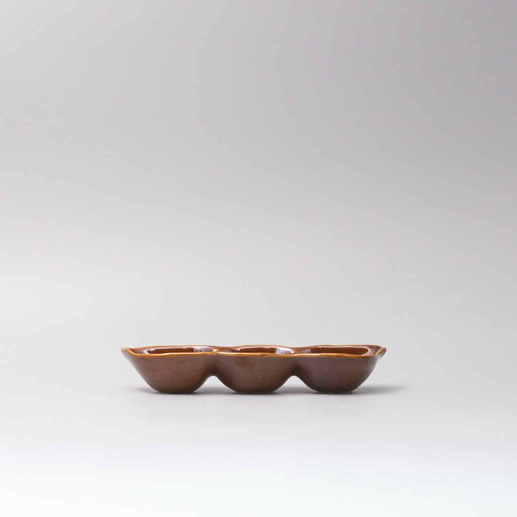Chestnut Edamame Triple-Pod Serving Dish – 20cm
