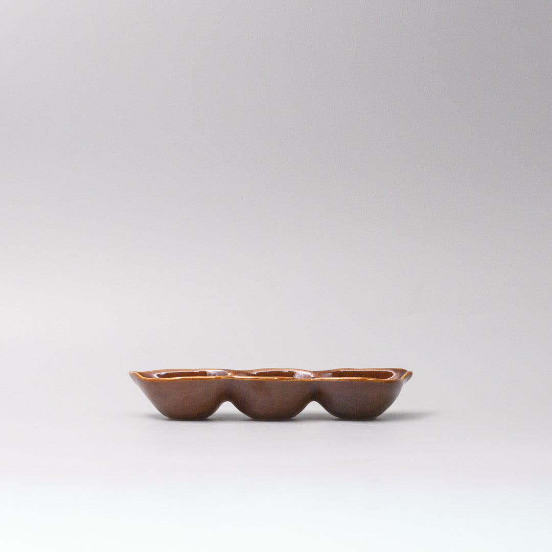 Chestnut Edamame Triple-Pod Serving Dish – 20cm