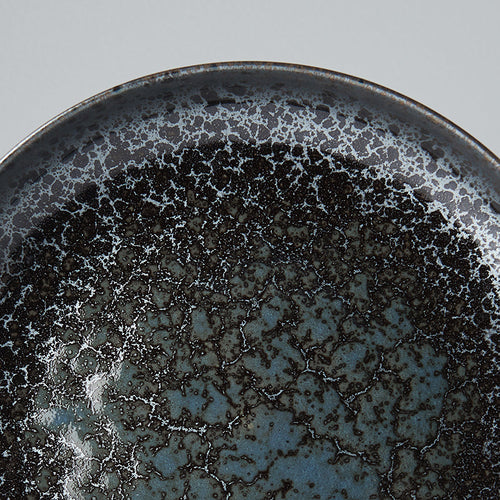 22cm High-Rim Ceramic Plate – Black Pearl Glaze