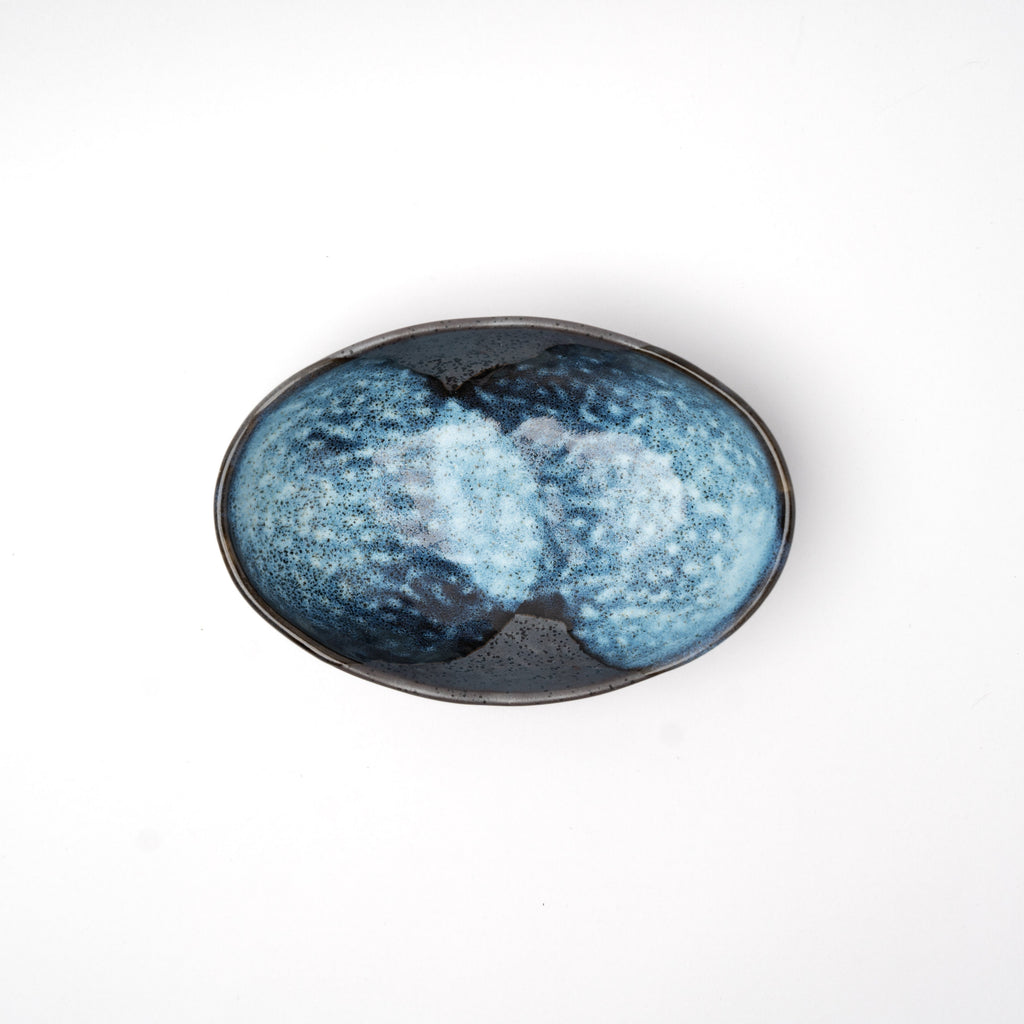 Storm Glaze Organic Oval Bowl – 19cm