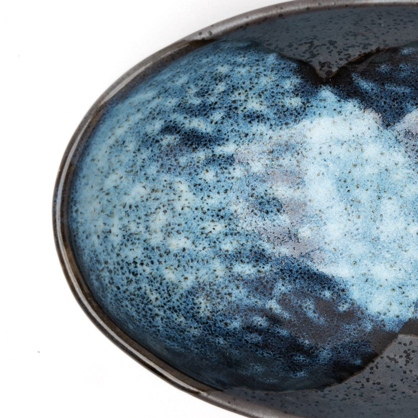 Storm Glaze Organic Oval Bowl – 19cm